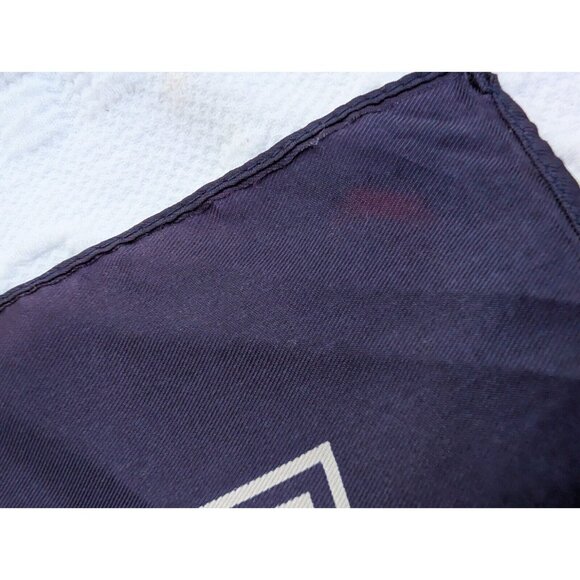 Vintage Ombre Dark Blue Aqua Light Blue Geometric Scarf  26.25" X 26.75" - Picture 3 of 9